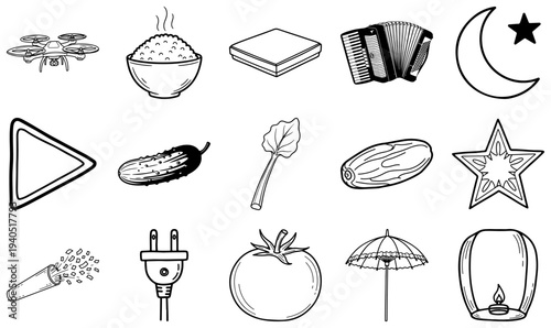 Black and white line of various line black and white 28