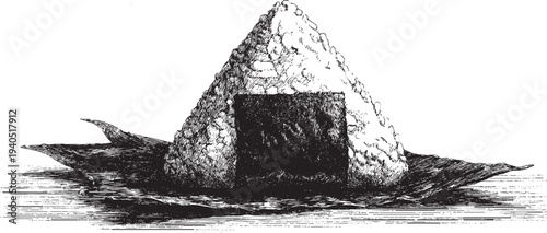 Japanese Onigiri illustration on a white background. This vector illustration can be used in any size you like for advertising, logos, and other work.
