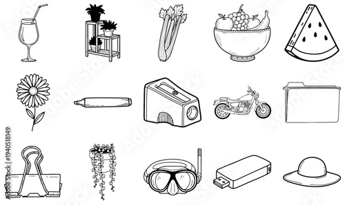 Black and white line of various line black and white 31