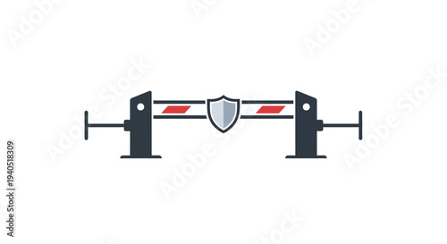 Security gate with red and white.