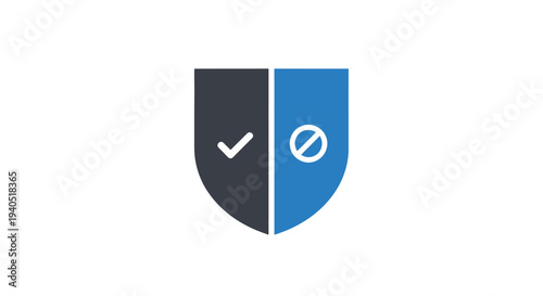 Shield Icon with Checkmark and Prohibition Sign.