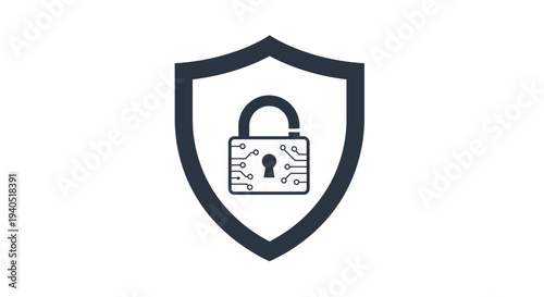 Shield Icon with Locked Padlock Symbol.