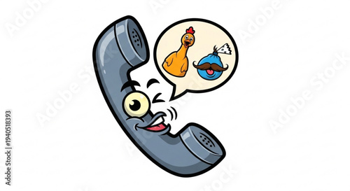 Cartoon telephone with speech bubble talking about alcohol and beer humorous illustration for communication and drinks concept