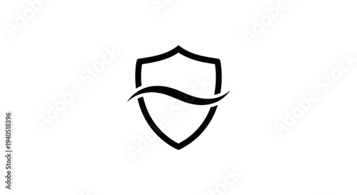 Shield Icon with Smooth Curve Inside.