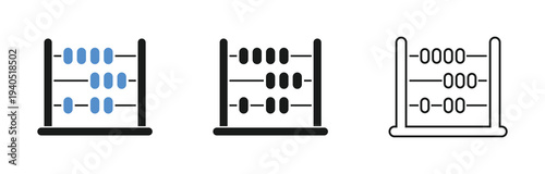 Strategic Financial Abacus Icon Set: Three Modern Styles for Business Leadership and Calculation