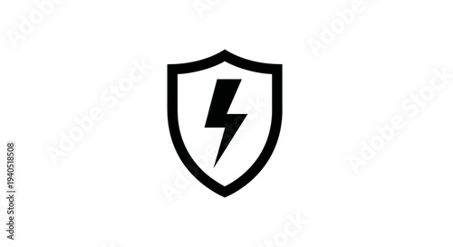 Shield with lightning bolt logo symbol.