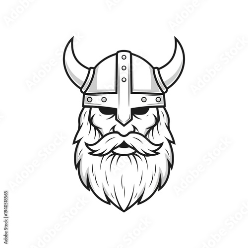 Viking Warrior Portrait with Horned Helmet and Beard