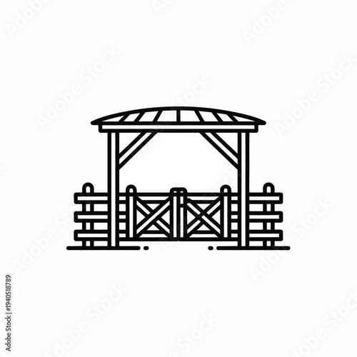 Vector illustration of a gazebo with fence