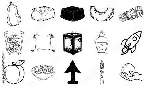 Black and white line of various line black and white 40