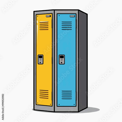 A colorful illustration of two school lockers with combination locks