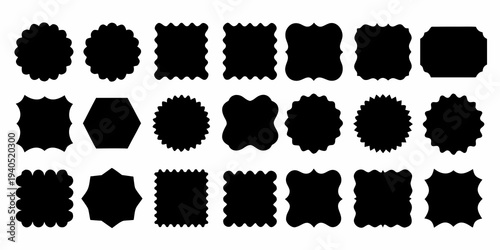 Collection of various black decorative frame and label shapes