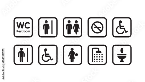 Public restroom facility icons