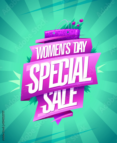 Women's day special sale poster, 8 march clearance banner template