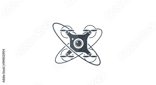 Simple black and white atom model.