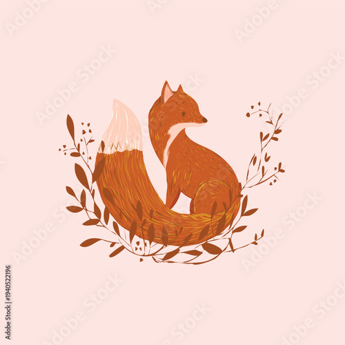 Cute adorable wolf fox hand drawn kawai vintage vector  character isolated on background. Fun and funny design for kids, books, cover, greeting and cards.