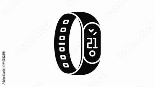 Vector smartwatch icon, black and white fitness tracker illustration