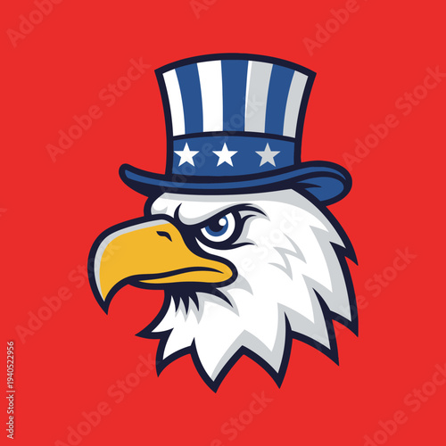 Patriotic Eagle Wearing Uncle Sam Hat