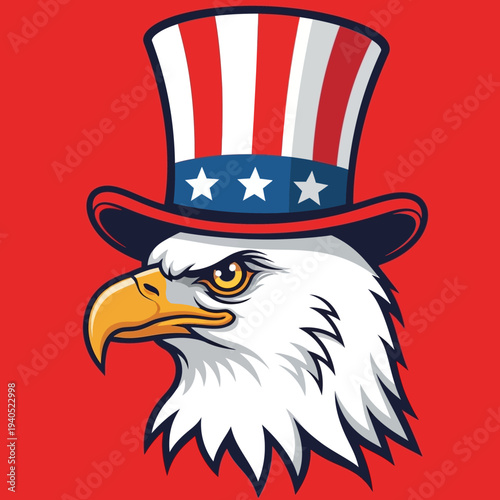 Patriotic Eagle Wearing Uncle Sam Hat