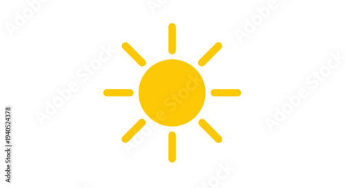 Simple Yellow Sun Icon with Rays.