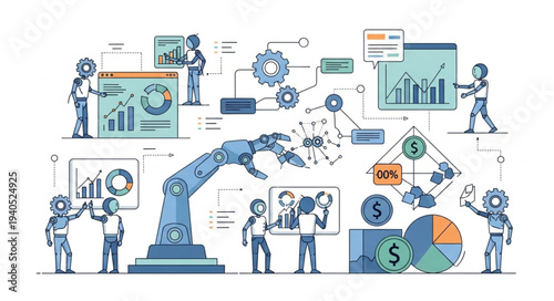 Robot Arm Infographic Elements and Icons.