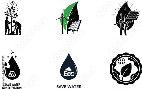 World environment day eco friendly logos and icons