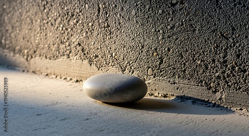 Smooth Stone on Concrete Floor with Shadow.