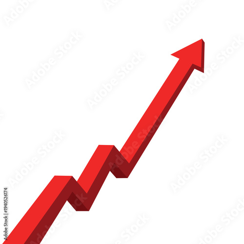 Red Upward Arrow Growth Chart Business Profit Increase Vector Illustration