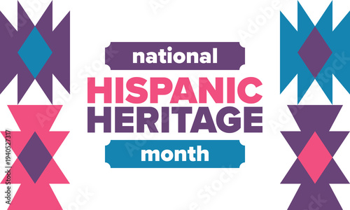 National Hispanic Heritage Month in September and October. Hispanic and Latino Americans culture. Celebrate annual in United States. Poster, card, banner and background. Vector illustration