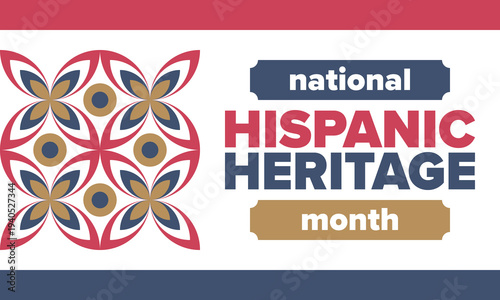 National Hispanic Heritage Month in September and October. Hispanic and Latino Americans culture. Celebrate annual in United States. Poster, card, banner and background. Vector illustration