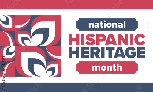 National Hispanic Heritage Month in September and October. Hispanic and Latino Americans culture. Celebrate annual in United States. Poster, card, banner and background. Vector illustration