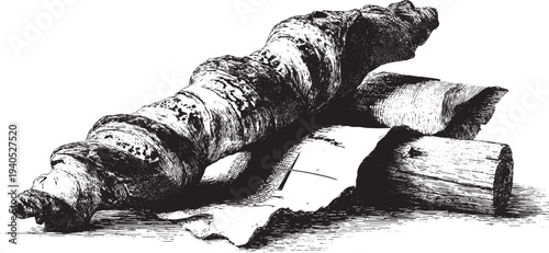 Hungarian Chimney Cake (Kurtos Kalacs) illustration on a white background. This vector illustration can be used in any size you like for advertising, logos, and other work.
