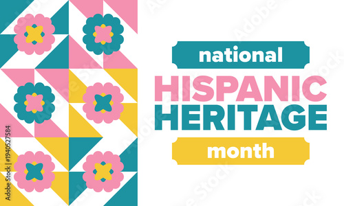 National Hispanic Heritage Month in September and October. Hispanic and Latino Americans culture. Celebrate annual in United States. Poster, card, banner and background. Vector illustration
