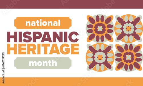 National Hispanic Heritage Month in September and October. Hispanic and Latino Americans culture. Celebrate annual in United States. Poster, card, banner and background. Vector illustration
