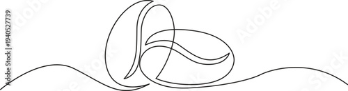 Illustration of continuous line drawing of coffee beans