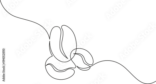 Illustration of continuous line drawing of coffee beans