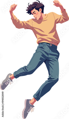 ragazzo uomo o donna che salta felice gioia improvvisa illustrazione vettoriale 
