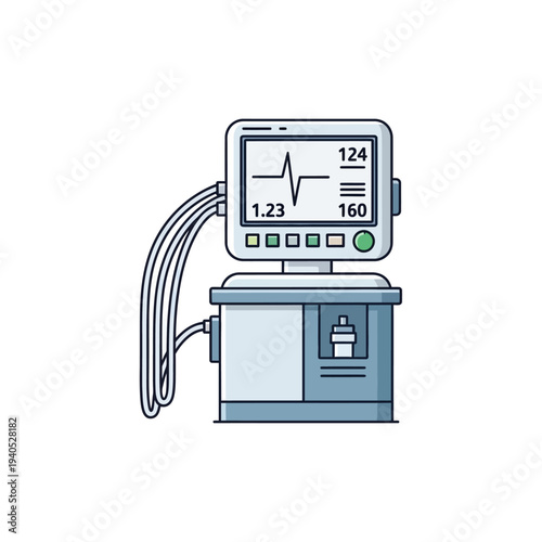 Medical Monitor with ECG Waveform and Vital Signs Display