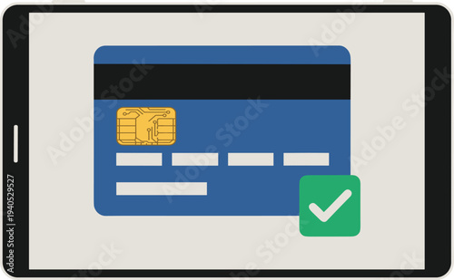 Secure online payment with credit card on tablet device