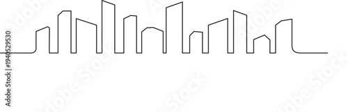 Illustration of minimalist continuous line drawing of a city skyline
