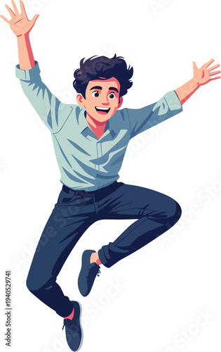 ragazzo uomo o donna che salta felice gioia improvvisa illustrazione vettoriale 