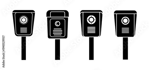 Collection of different types of outdoor smart home devices and security cameras for modern living