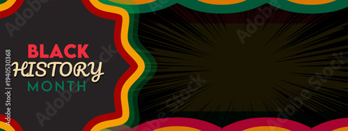 Black History Month. African - American story, colorful retro style horizontal banner template design