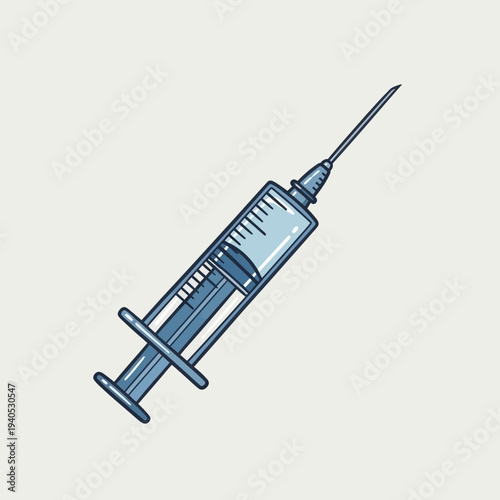 Medical Syringe with Needle and Blue Liquid, Healthcare and Medicine Concept