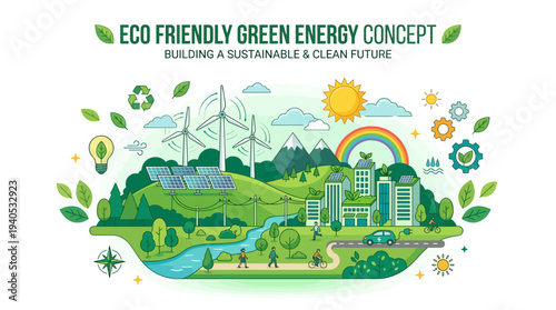 Eco Friendly Green Energy Concept Illustration.
