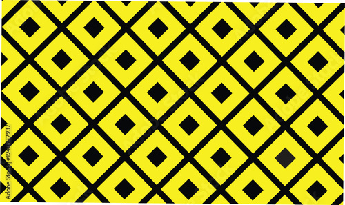 Seamless vector pattern with yellow square shapes forming a grid design on a black background ideal for modern graphic design and decorative purposes