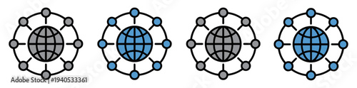 global network connection icon set