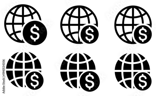 global finance currency icon set