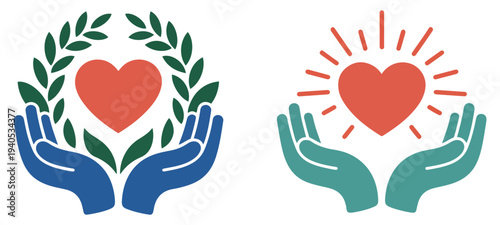 eco health love medical icon set