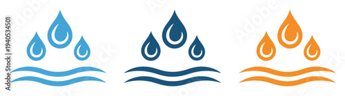 water drop wave icon set