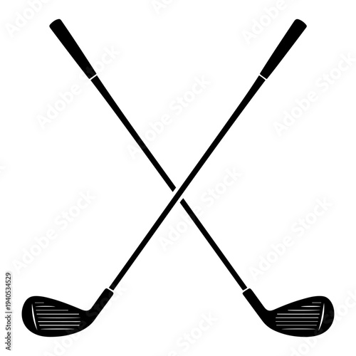 crossed golf clubs classic vector icons